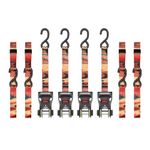 SMARTSTRAPS 14’ CamoX Ratchet Straps, 4 Pack – 3,000lbs Break Strength, 1,000lbs Safe Work Load – Premium Duty Tie Downs for Heavier Loads, Orange Camo Webbing