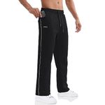 BROKIG Mens Jogging Sweatpants Open Bottom Loose Track Sweat Pant Workout Athletic Joggers Pants Men with Pockets(Black,Medium)