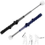 RoundFunny 2 Pcs Golf Swing Training Aids Retractable Golf Swing Trainer Golf Grip Training Aid Training Suit for Indoor Practice Chipping Hitting Golf Accessories