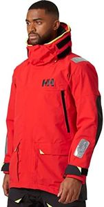 Helly Hansen Skagen Waterproof Jackets for Men Featuring Windproof Sailing Fabric and Packable Neon Yellow Hood, ALERT RED - Medium