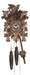 MyGermanStore Black Forest Wooden Beautiful Hand Painted Carving of Roses, Bird and 5 Leaves Design with Cuckoo Sound Clock (9 Inch, Multicolour)