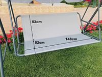 PETELA Replacement Swing Seat Cover Garden Swing Seat Cover Hammock Chair Garden Swing Chair Outdoor Garden Chair Covers Bench Cover (148cm52cmx52cm, Grey)