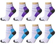 8 Pairs Compression Socks Plantar Fasciitis for Women Men,Arch Support Low Cut Compression Ankle Socks for Running Cycling