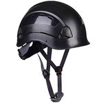 UNINOVA Hard Hats Construction Worker Hardhat EN397 CE Approved For Men Women Adult Vented Safety Helmet Arborist Rescue Climbing Tree Work(U2 Black)