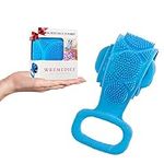 Wremedies for Easier Living Silicone Dual Sided Back Scrubber Body Wash Shower Exfoliating Deep Clean Massage Cleansing Pad Scrub Back Acne Bath Cleanser Ideal for Men and Women (Blue)