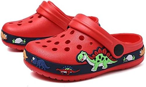 OHSNMAKSL Toddler Clog Slippers Garden Sandals Slip On Shoes Water Shoes Sneakers Cartoon Slides for Boys and Girls Children Beach Pool Shower…, Red, 9 Toddler