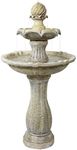 Sunnydaze 45-Inch 2-Tier Arcade Solar Fountain with Battery Backup and LED Light - Submersible Electric Pump - Earth