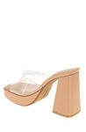 BCBGeneration Women's Galixy Heeled Sandal, Clear/Tan, 7 UK