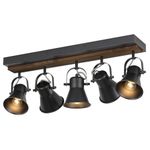 KEESFU 5-Light Track Lighting Kit,Black Semi Flush Mount Ceiling Light with 5 Rotatable Light Heads,Modern Farmhouse Lighting for Livingroom,Bedroom,Hallway,Art Wall,Bathroom,Kitchen.(5-Light)