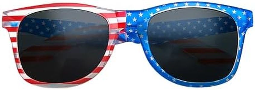 PMU Patriotic Glasses, Red White & Blue American Flag Design, 4th of July Decorations, Patriotic Party Costume Accessory, for Holidays, Veterans, Election & Independence Day Pkg/6