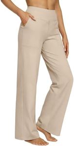 EFAN Women Wide Leg Yoga Dress Pants with Pockets High Waisted Stretchy