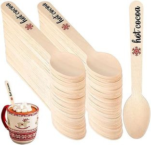Umigy 100 Pieces Wooden Spoons Disposable 5.5'' Christmas Disposable Wooden Spoon Pattern Wooden Spoons for Hot Chocolate Wooden Tasting Spoons for Cake Cocoa Coffee Ice Cream (Hot Cocoa)