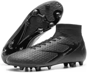 DREAM PAIRS Men's High Tops Lace Up Soccer Cleats, Lightweight Professional Athletic Football Cleats Mens Athletic Shoes for Training Soccer,Size 8.5,Black,SDSC2407M