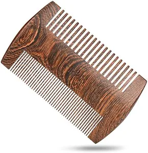 H&S Wooden Beard Grooming & Mustache Comb for Men - Tangle Free Wood Comb for Beard Straightener - Sandal Scented Travel Beard Growth Comb Tool for Hair Care