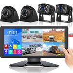 Backup Camera System for RV Truck Semi Truck Trailer, 4K 10.36" Monitor with Recording DVR MP5 Bluetooth Adjustable Parking Assist Line Touch Screen + 1080P AHD IP69 Waterproof Rear Side View Camera
