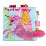 BabyMoo Painted Pony 3D Cloth Book: Educational Learning Toy for Babies, Infants & Toddlers - Rustle Paper, Washable & Water-Resistant - Ideal Gift for Ages 3 Months and Up