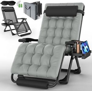 YOMIFUN Oversized Zero Gravity Chair, XXL Lounge Chair 33” Width, Padded Recliner Chair W/Removable Cushion & Adj Headrest, Storage Bag, Footrest Cushion, Cup Holder, for Indoor Outdoor