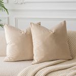 JUSPURBET Decorative Velvet Throw Pillow Covers for Couch Bedroom Sofa,Pack of 2 Luxury Solid Cushion Cases,24x24 Inches,Khaki