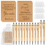 12 Set Inspirational Gifts Bamboo Pens Employee Appreciation Gift Thank You Notebook Gifts for Teacher Nurse Coworkers Staff Back to School Christmas Gifts 2024 (Brown)