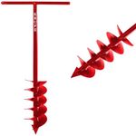 KRUFE Earth Auger Hole Digger - Dual Blades, 6 Inches | Heavy-Duty Earth Auger Machine for Efficient Digging | Ideal Post Hole Digger for Professional and DIY Projects (Red)