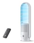 U ULTTY Bladeless Tower Fan and Air Purifier in one, True HEPA Filter 99.97% Smoke Dust Pollen Dander, Oscillating Tower Fan with Remote 8H Timer, Space-Saving Floor Fan for Office, White