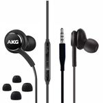 in-Ear earplug Stereo Headphones for Samsung Galaxy S10, S10E, S10+, S8, S8+, S9, S9+, Note 9- Designed by AKG - 3.5 mm Jack with Microphone and Volume Buttons (Black)