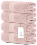 White Classic Luxury Bath Towels Large | 700 GSM Cotton Absorbent Hotel Bathroom Towel | 27x54 Inch | 4 Pack | Pink