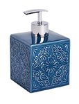 WENKO 22653100 Soap dispenser Cordoba Blue - dispenser for liquid soap Capacity: 0.5 l, Ceramic, 8.5 x 13 x 8.5 cm, Blue