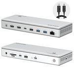 Thunderbolt 4 Docking Station, WAVLINK 8K Single / 4K Triple Display Laptop Dock for Mac/Windows, 40 Gbps, 96W PD, 2.5G RJ45, 2 Thunderbolt 4-Ports, 2 HDMI, 4 USB-A, USB-C, Audio/Mic, SD/MicroSD