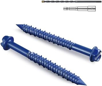 BNUOK 100Pcs 3/16 x 3-1/4 Inch Concrete Screws Anchor with Drill Bit, Blue Hex Head Masonry Brick Stucco Cement Block Screws, Diamond Point