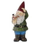 Alpine Corporation 12" Tall Outdoor Garden Gnome with Mushroom Yard Statue Decoration