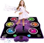 Ysityum Kids Dance Mat Toy with Watch Controllers - Wireless Bluetooth Light-Up 6-Key Electronic Dance Pad, 6 Games & Music Modes, Birthday Gift for Girls