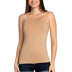 Amante Solid Sleeveless Round Neck Camisole (X-Large, Hazelnut)
