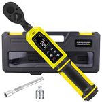 ATsafepro 3/8" Drive Digital Torque Wrench,0.9-60 Nm Torque Wrench, ±2% Accuracy, 5 Units LCD with Buzzer & LED Alerts for Bike,Moto,Car