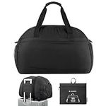 Navaris Travel Bag - Weekend Foldable Holdall - Airline Cabin & Underseat Luggage - Durable & Lightweight - Large Duffle Bags with Pockets & Adjustable Strap - 55L Capacity, Black