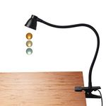 CeSunlight Clamp Desk Lamp, Clip on Reading Light, 3000-6500K Adjustable Color Temperature, 6 Illumination Modes, 10 Led Beads, AC Adapter and USB Cord Included (Black)