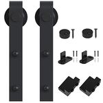 WINSOON Black Antique Roller Kit for Sliding Barn Door Hardware System (J Shape Design)