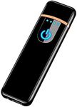 SYN SONS Metal Smart Fingerprint Sensor Smoking Lighter With Indicator Light Usb Rechargeable Pocket Lighter (Black)