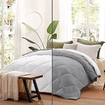 Machine Washable Comforter Double bed King Size Microfiber 200 gsm Diamond Stitch Reversible AC Comforter (92" x 106" Inches/233cm x 269cm) Blanket Quilt Rajai - King Comforters | Silver/White