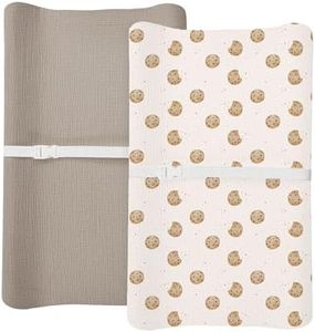 Changing Pad Cover for Baby Boy Girl 2 Pack, Muslin Changing Table Pad Covers with Boho Style, Neutral Nursery Bedding Essentials Soft and Breathable (Cookie & Light Khaki)