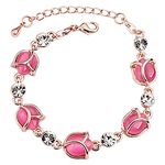 Yellow Chimes Copper Rose Buds Collection Opal Charm Bracelet for Women (Pink)(YCFJBR-B28BUD-PK)