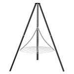 FEBTECH - 55" Steel Tripod Grilling Set - Campfire Grill Grate Over Fire Pit with Tripod Stand - Camping Accessories For BBQ Grill Cooking - Tripod Grill For Campfire - Camping Charcoal Grills Grate