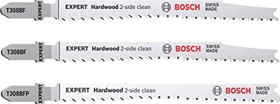 Bosch 3x EXPERT Hardwood 2-side clean Jigsaw Blade Set (for Plastic coated boards, Kitchen countertop, Length 117 mm, Professional Accessory Jigsaw)