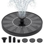 Solar Water Fountains,Solar Powered Bird Bath Fountain with 6 Nozzles - Free Standing Floating Solar Fountains for Bird Bath, Garden, Pond, Pool (Black-1.4W)