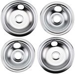 316048413 316048414 Electric Stove Burner Drip Pans by Blutoget - Fit for Frigidaire Ken-more Electric Range Top with Locking Slots- Includes 2 6-Inch and 2 8-Inch Pans,Silver(Chrome Plated Steel)