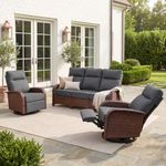 VELSCAPE Resort-Grade Recliners Patio Furniture, 6.2" Thick Cushions, V2.0 | Heavy Duty 3PC Patio Recliner Set, Dual-Adjust 3-in-1 Glide Swivel Recliner, Easy Assembly, 28D High-Density Cushion