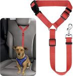 KUTKUT Dog Cat Car seat Belt Harness (Non Elastic Seatbelt Leash (Red))