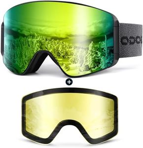 Odoland Ski Goggles Set with Detachable Magnetic Lens, Frameless Interchangeable Lens for Cloudy or Sunny, Anti-Fog UV Protection Men Women Snow Goggles for Skating Skiing and Snowboard