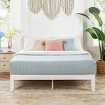 Mellow 12" Classic Solid Wood Platform Bed Frame w/Wooden Slats (No Box Spring Needed), White, King