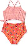 Hobie Girls' Keyhole Side Tie 1pc, Coral, 12